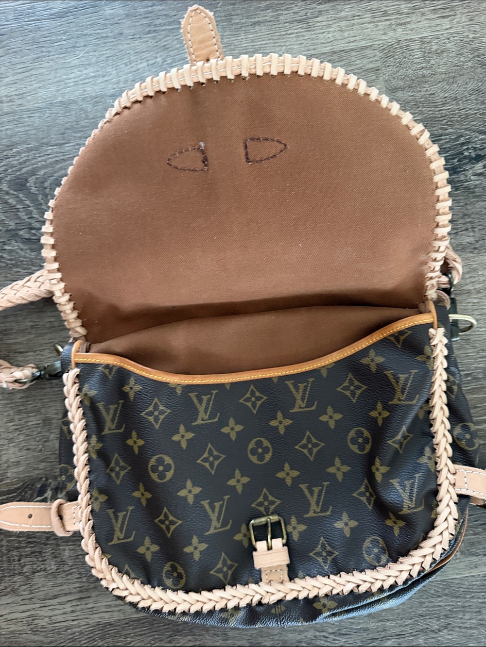 Vintage Boho Louis Vuitton Monogram Braided Trim Crossbody Bag - Picture 2 of 3